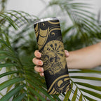 New Zealand Darts Skinny Tumbler Skull In Dart We Trust Maori Pattern - Aussie Hoodie