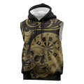 New Zealand Darts Sleeveless Hoodie Skull In Dart We Trust Maori Pattern - Aussie Hoodie