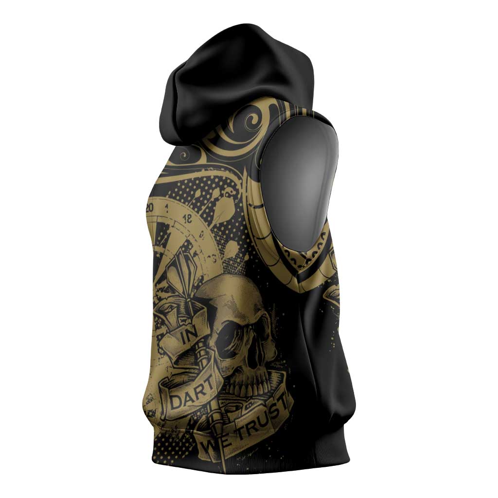 New Zealand Darts Sleeveless Hoodie Skull In Dart We Trust Maori Pattern - Aussie Hoodie