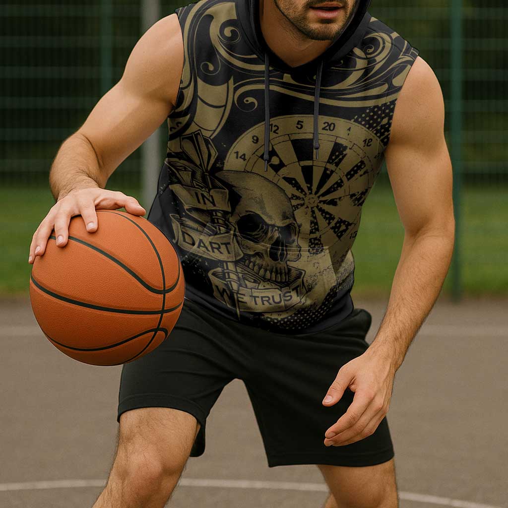 New Zealand Darts Sleeveless Hoodie Skull In Dart We Trust Maori Pattern - Aussie Hoodie