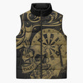 New Zealand Darts Sleeveless Puffer Jacket Skull In Dart We Trust Maori Pattern - Aussie Hoodie