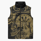 New Zealand Darts Sleeveless Puffer Jacket Skull In Dart We Trust Maori Pattern - Aussie Hoodie