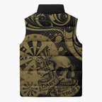 New Zealand Darts Sleeveless Puffer Jacket Skull In Dart We Trust Maori Pattern - Aussie Hoodie