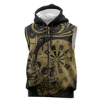 New Zealand Darts Sleeveless Zip Hoodie Skull In Dart We Trust Maori Pattern LT14