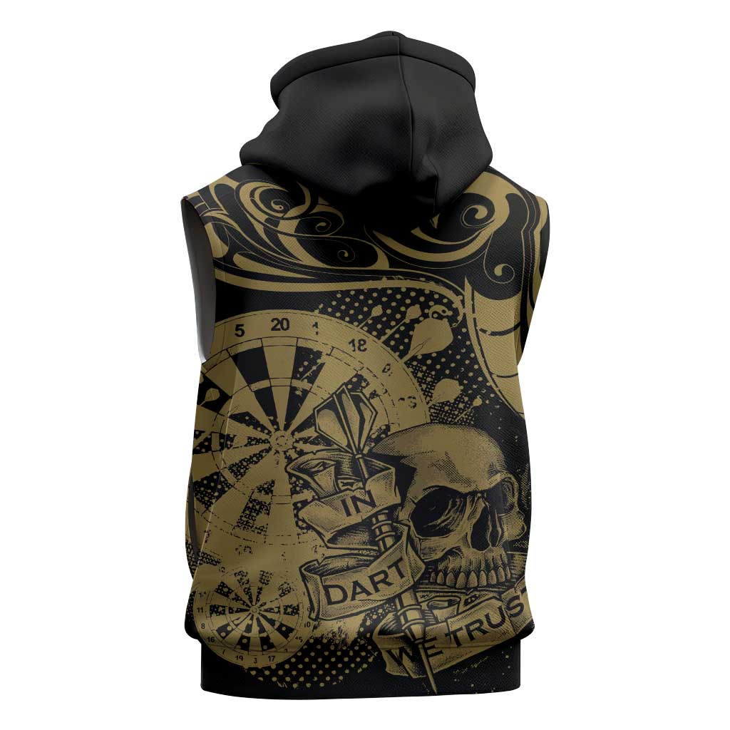 New Zealand Darts Sleeveless Zip Hoodie Skull In Dart We Trust Maori Pattern LT14