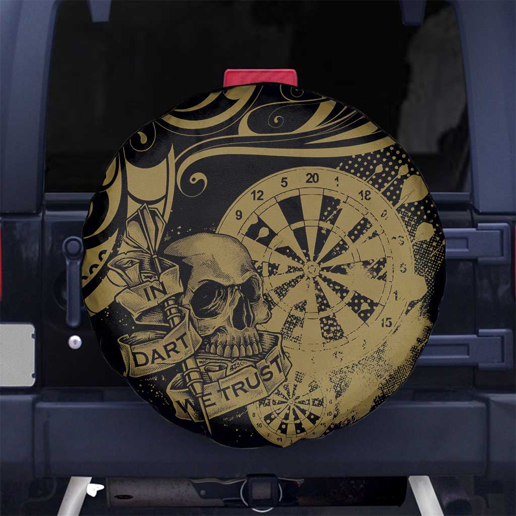 New Zealand Darts Spare Tire Cover Skull In Dart We Trust Maori Pattern - Aussie Hoodie
