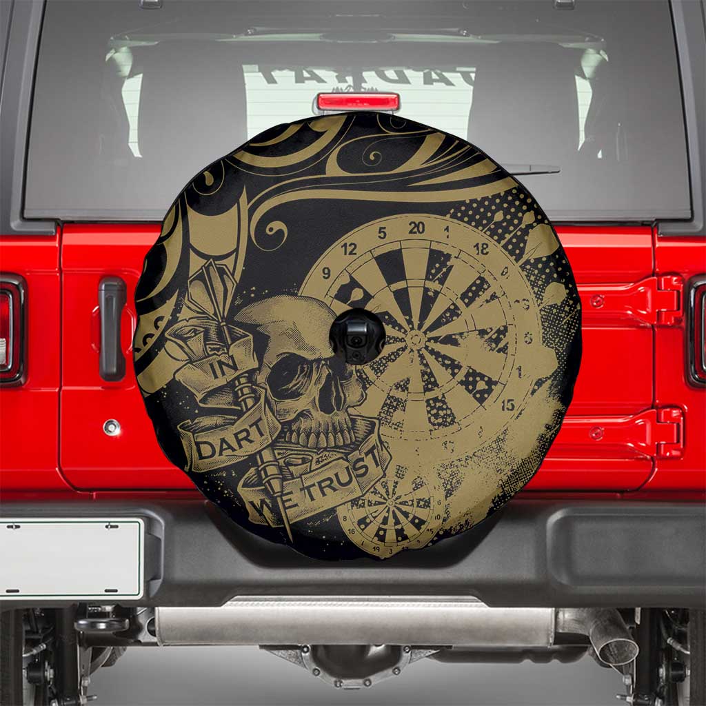 New Zealand Darts Spare Tire Cover Skull In Dart We Trust Maori Pattern - Aussie Hoodie