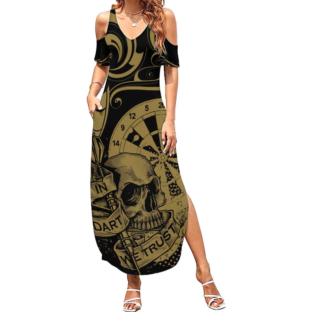 New Zealand Darts Summer Maxi Dress Skull In Dart We Trust Maori Pattern - Aussie Hoodie