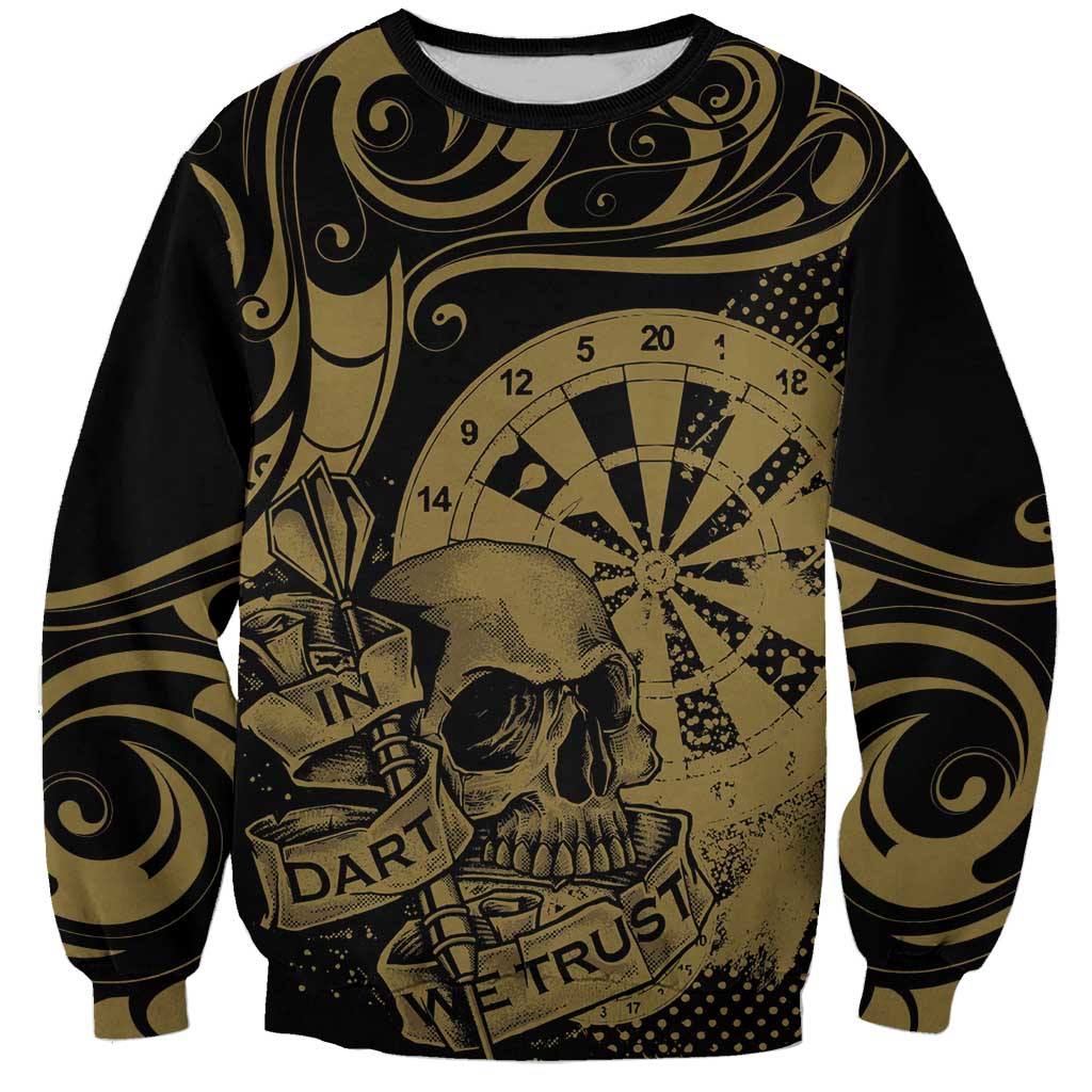 New Zealand Darts Sweatshirt Skull In Dart We Trust Maori Pattern - Aussie Hoodie