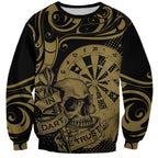 New Zealand Darts Sweatshirt Skull In Dart We Trust Maori Pattern - Aussie Hoodie