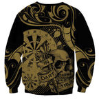 New Zealand Darts Sweatshirt Skull In Dart We Trust Maori Pattern - Aussie Hoodie
