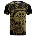 New Zealand Darts T Shirt Skull In Dart We Trust Maori Pattern - Aussie Hoodie