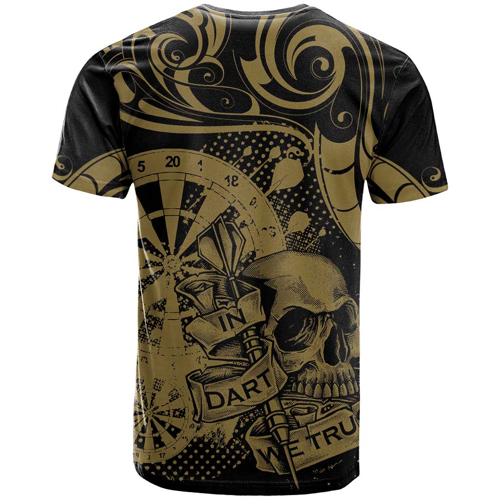 New Zealand Darts T Shirt Skull In Dart We Trust Maori Pattern - Aussie Hoodie