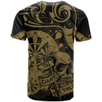 New Zealand Darts T Shirt Skull In Dart We Trust Maori Pattern - Aussie Hoodie