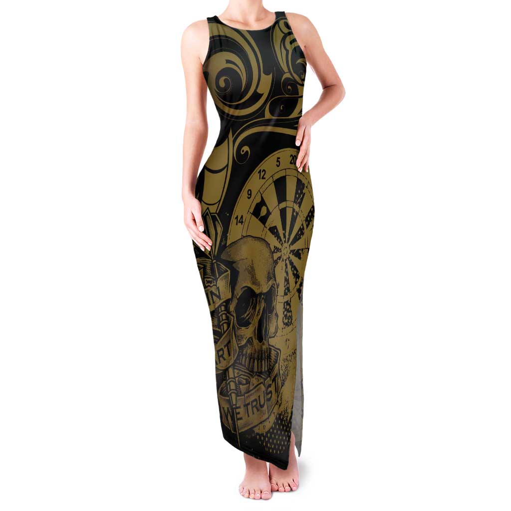 New Zealand Darts Tank Maxi Dress Skull In Dart We Trust Maori Pattern - Aussie Hoodie
