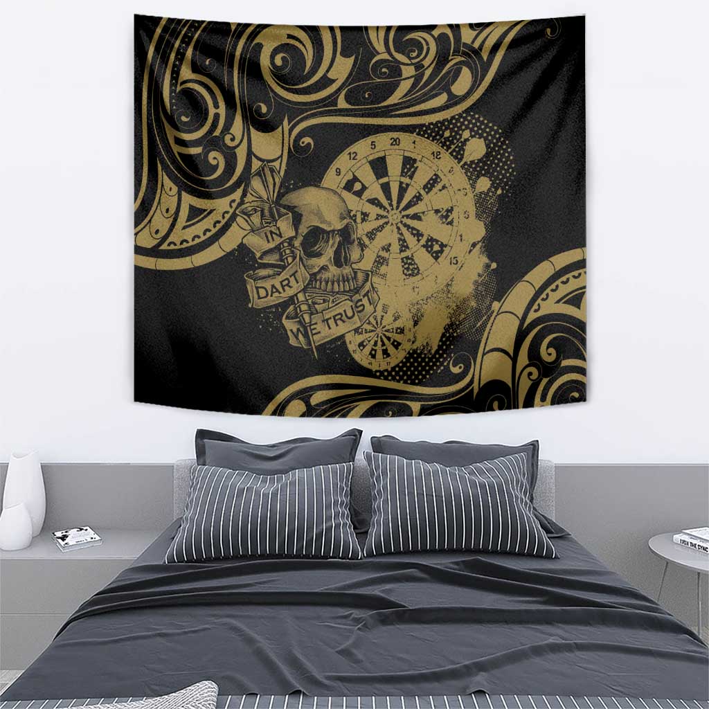 New Zealand Darts Tapestry Skull In Dart We Trust Maori Pattern - Aussie Hoodie