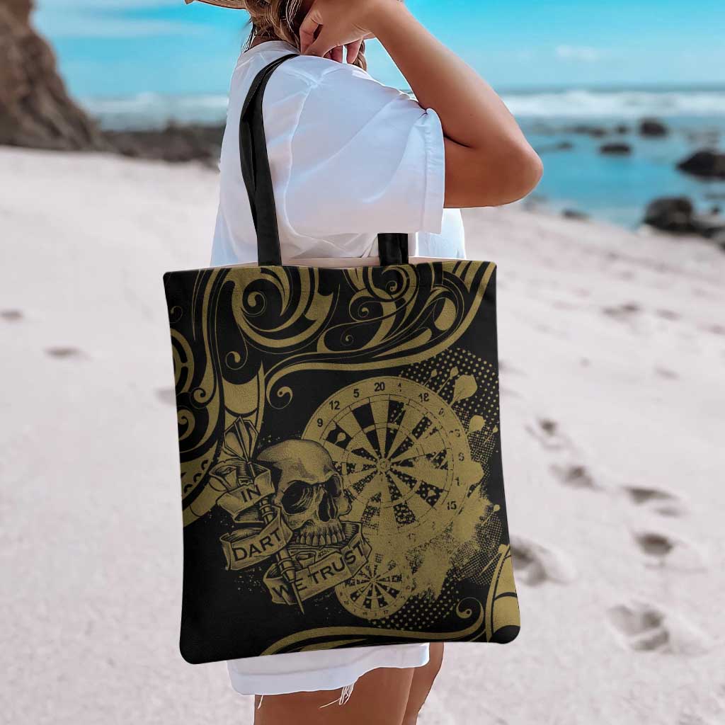 New Zealand Darts Tote Bag Skull In Dart We Trust Maori Pattern - Aussie Hoodie