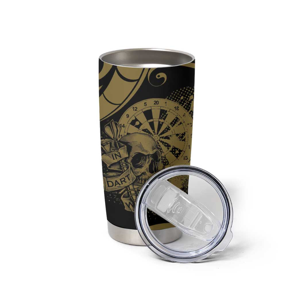 New Zealand Darts Tumbler Cup Skull In Dart We Trust Maori Pattern - Aussie Hoodie