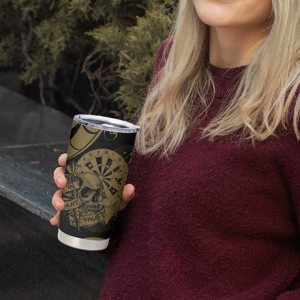 New Zealand Darts Tumbler Cup Skull In Dart We Trust Maori Pattern - Aussie Hoodie