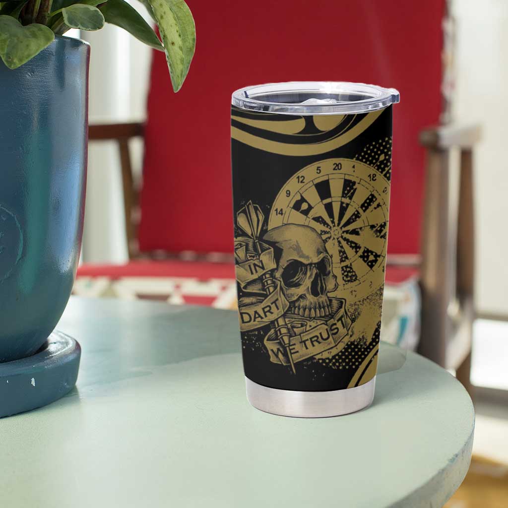 New Zealand Darts Tumbler Cup Skull In Dart We Trust Maori Pattern - Aussie Hoodie
