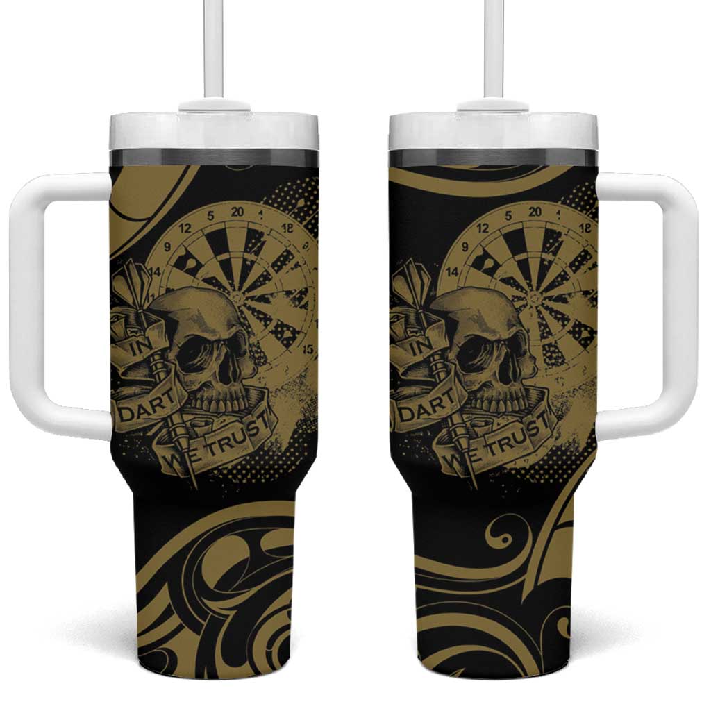 New Zealand Darts Tumbler With Handle Skull In Dart We Trust Maori Pattern - Aussie Hoodie