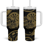 New Zealand Darts Tumbler With Handle Skull In Dart We Trust Maori Pattern - Aussie Hoodie