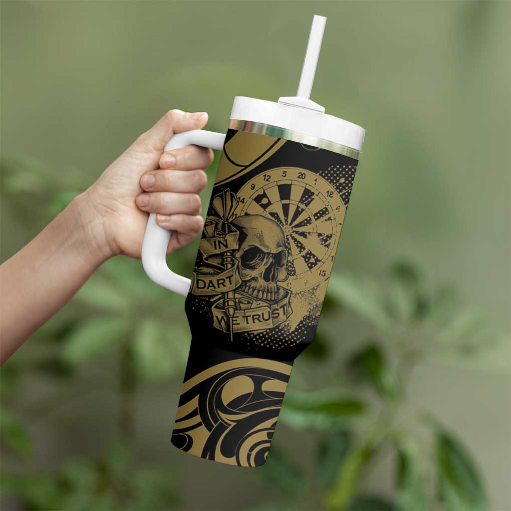 New Zealand Darts Tumbler With Handle Skull In Dart We Trust Maori Pattern - Aussie Hoodie