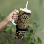 New Zealand Darts Tumbler With Handle Skull In Dart We Trust Maori Pattern - Aussie Hoodie