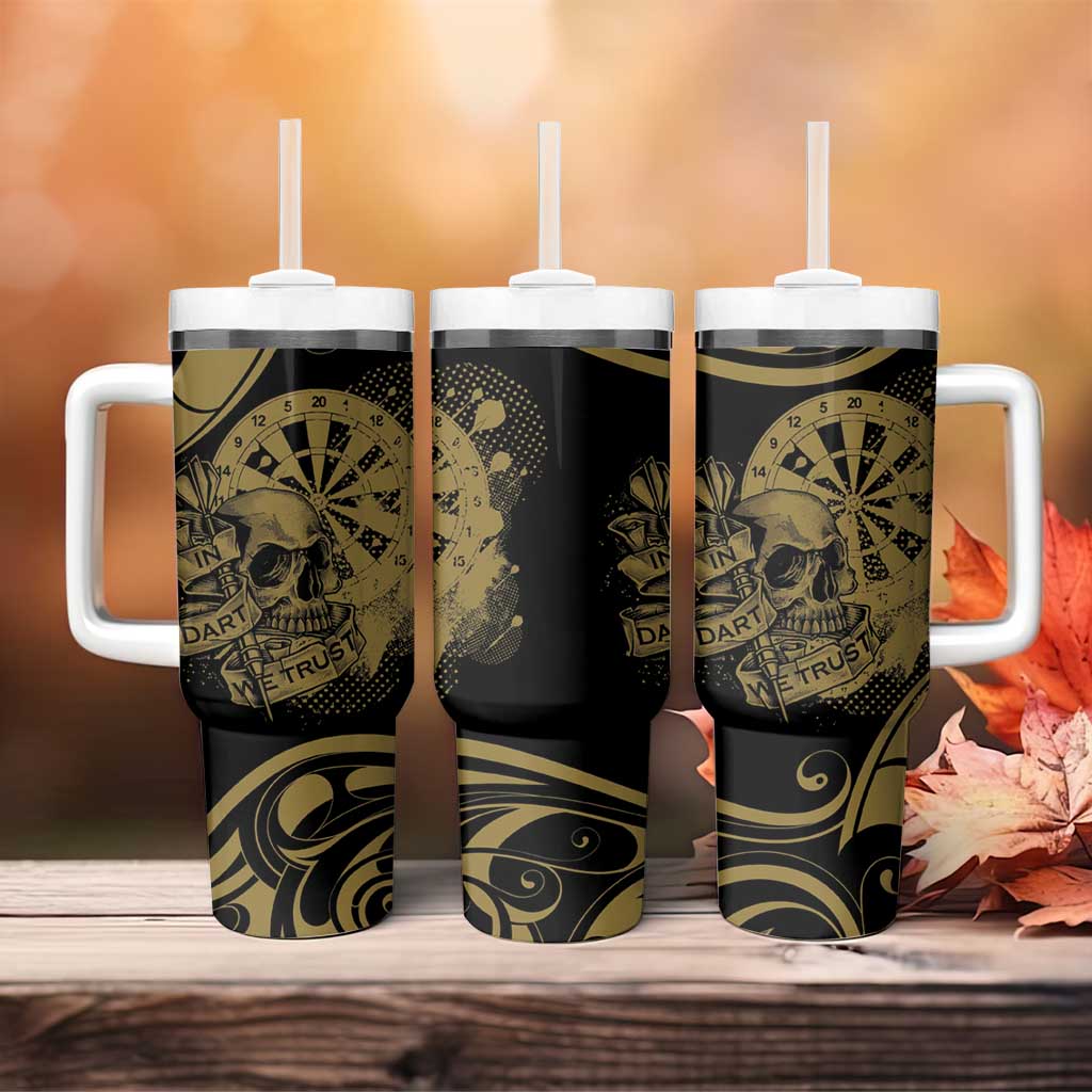 New Zealand Darts Tumbler With Handle Skull In Dart We Trust Maori Pattern - Aussie Hoodie