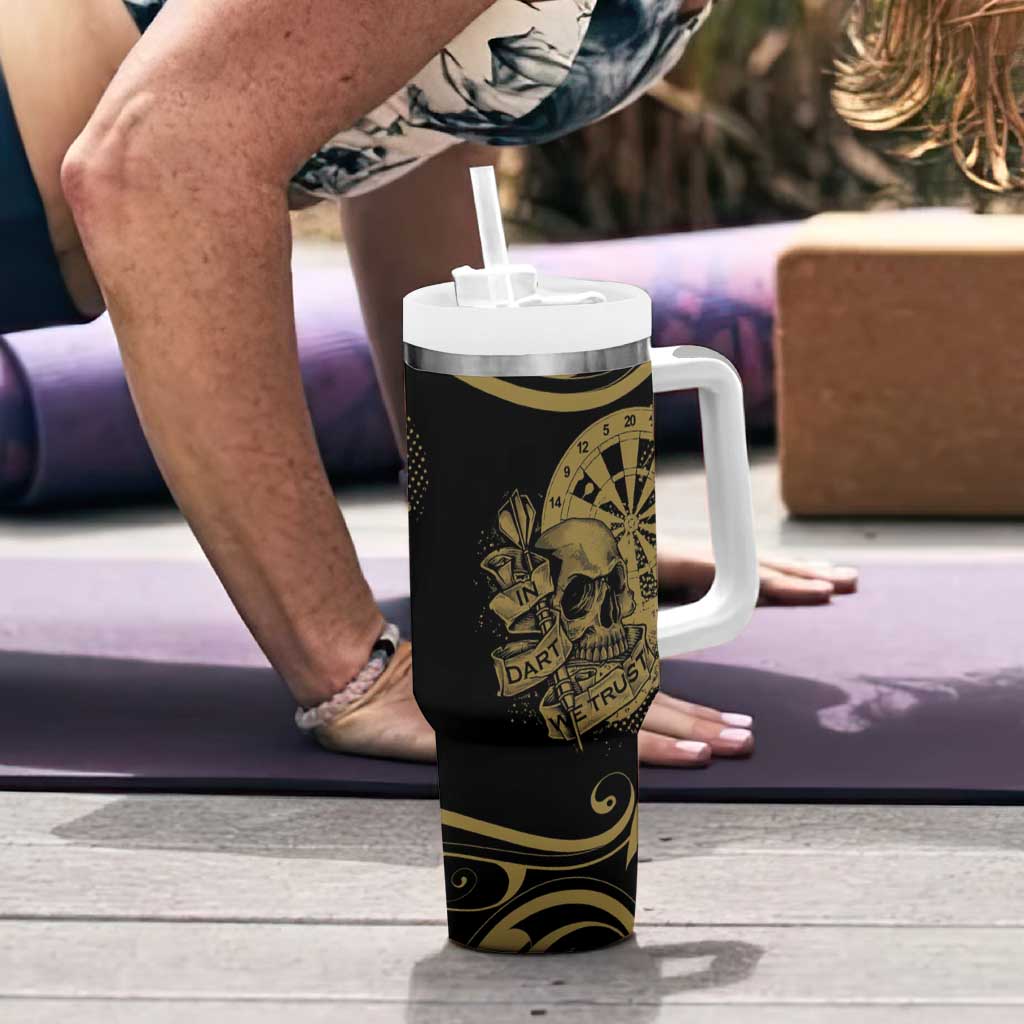 New Zealand Darts Tumbler With Handle Skull In Dart We Trust Maori Pattern - Aussie Hoodie