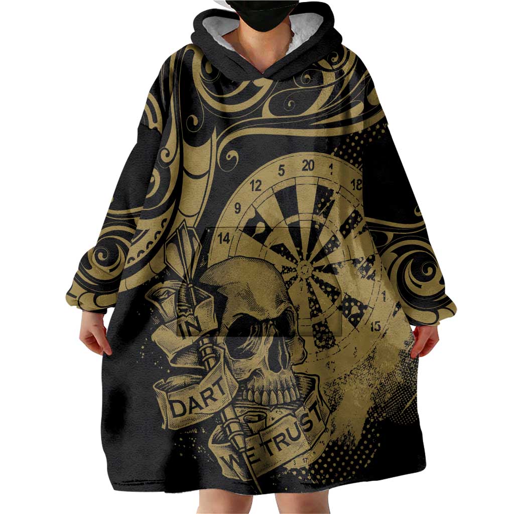 New Zealand Darts Wearable Blanket Hoodie Skull In Dart We Trust Maori Pattern - Aussie Hoodie