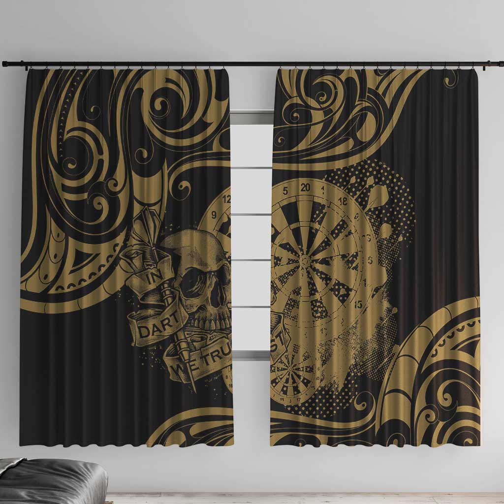 New Zealand Darts Window Curtain Skull In Dart We Trust Maori Pattern - Aussie Hoodie