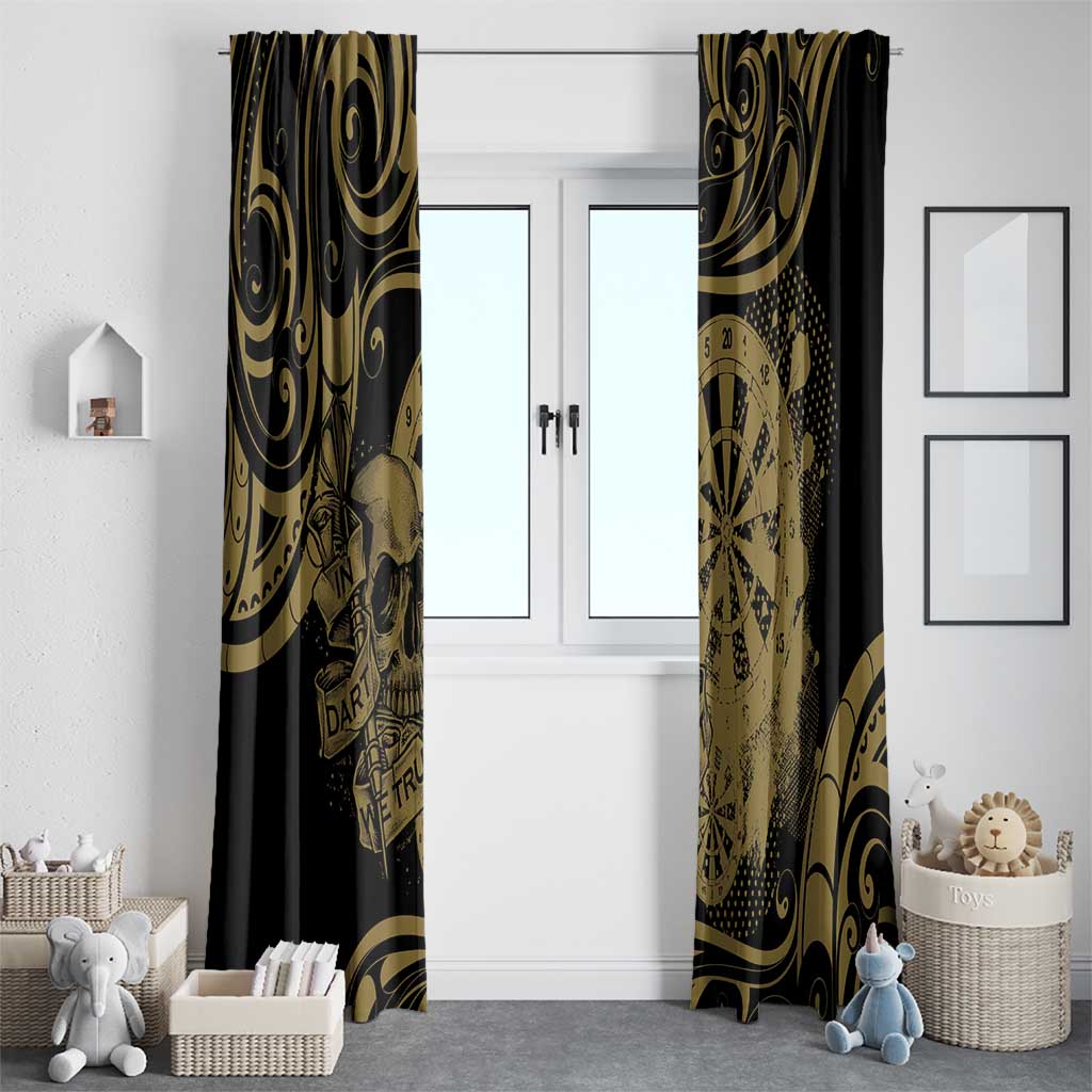 New Zealand Darts Window Curtain Skull In Dart We Trust Maori Pattern - Aussie Hoodie