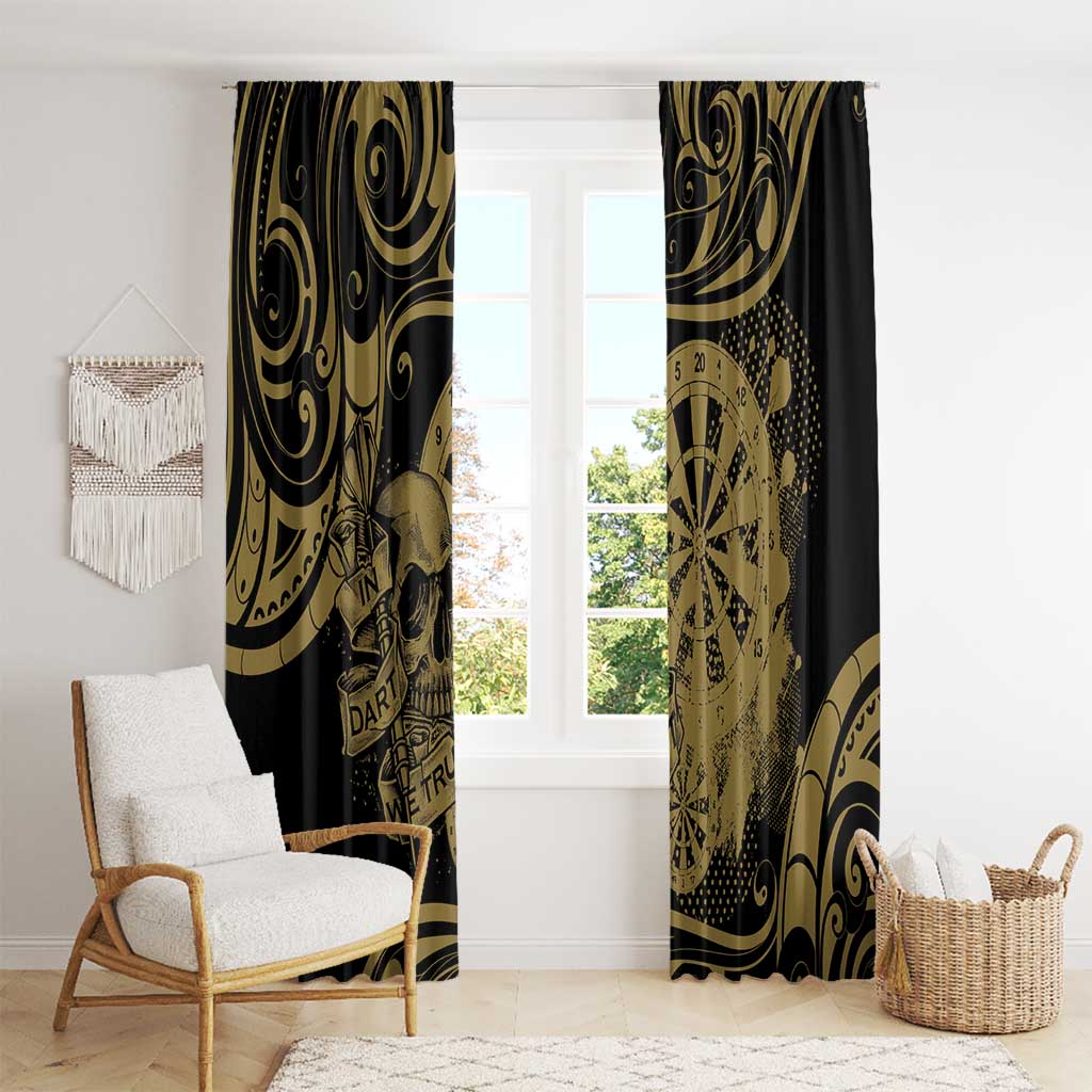 New Zealand Darts Window Curtain Skull In Dart We Trust Maori Pattern - Aussie Hoodie