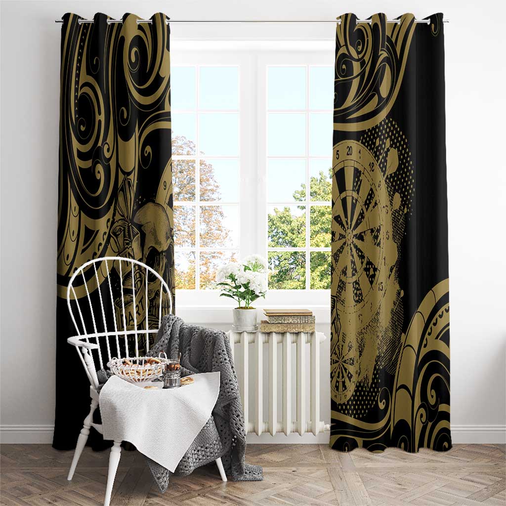 New Zealand Darts Window Curtain Skull In Dart We Trust Maori Pattern - Aussie Hoodie