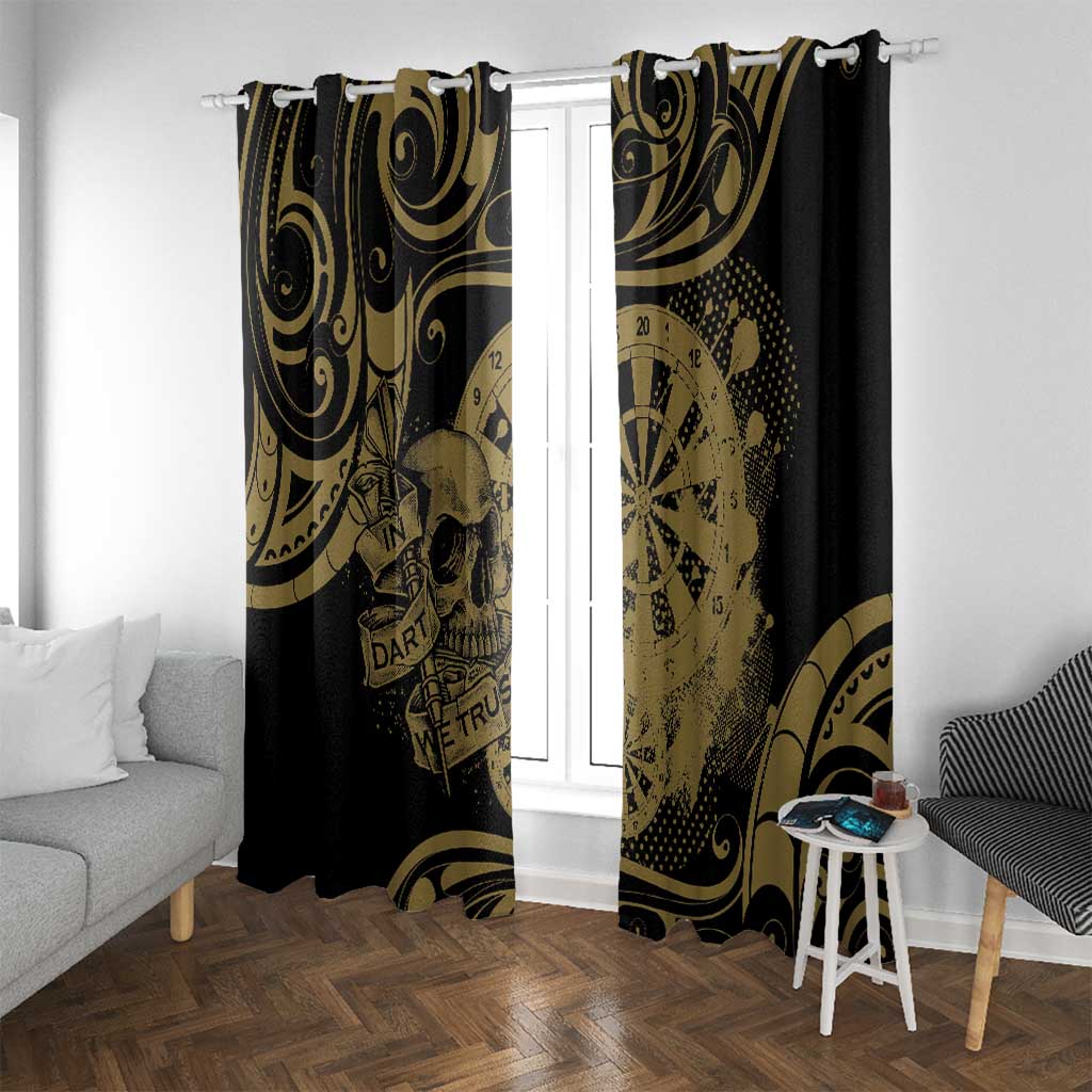 New Zealand Darts Window Curtain Skull In Dart We Trust Maori Pattern - Aussie Hoodie