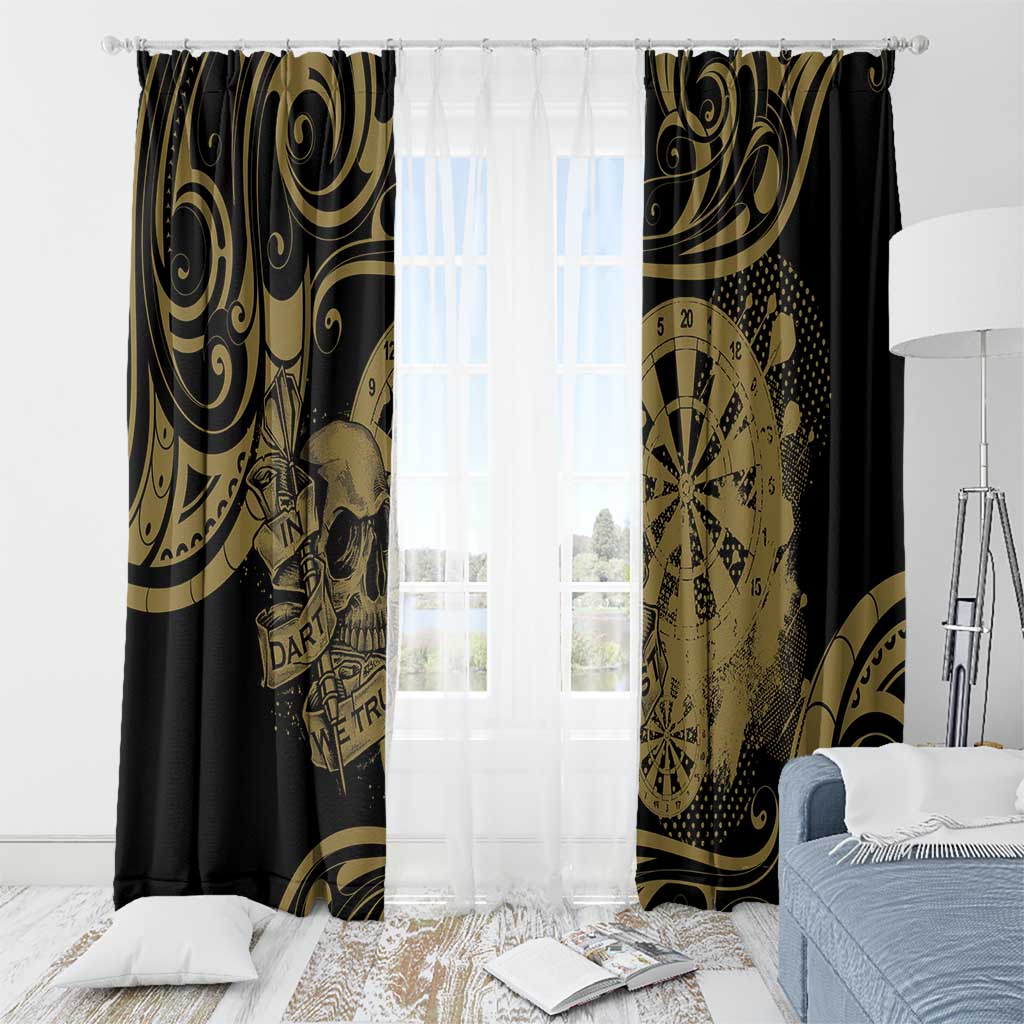 New Zealand Darts Window Curtain Skull In Dart We Trust Maori Pattern - Aussie Hoodie