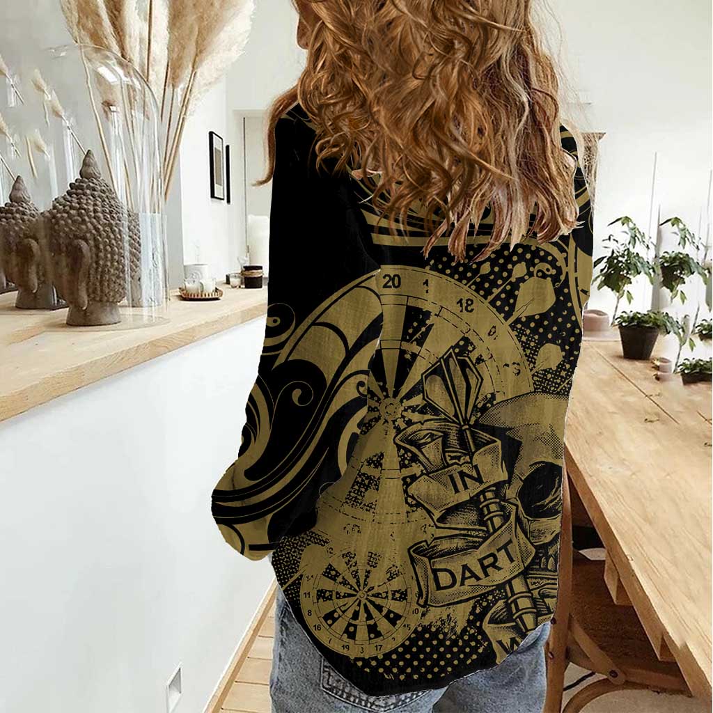 New Zealand Darts Women Casual Shirt Skull In Dart We Trust Maori Pattern - Aussie Hoodie