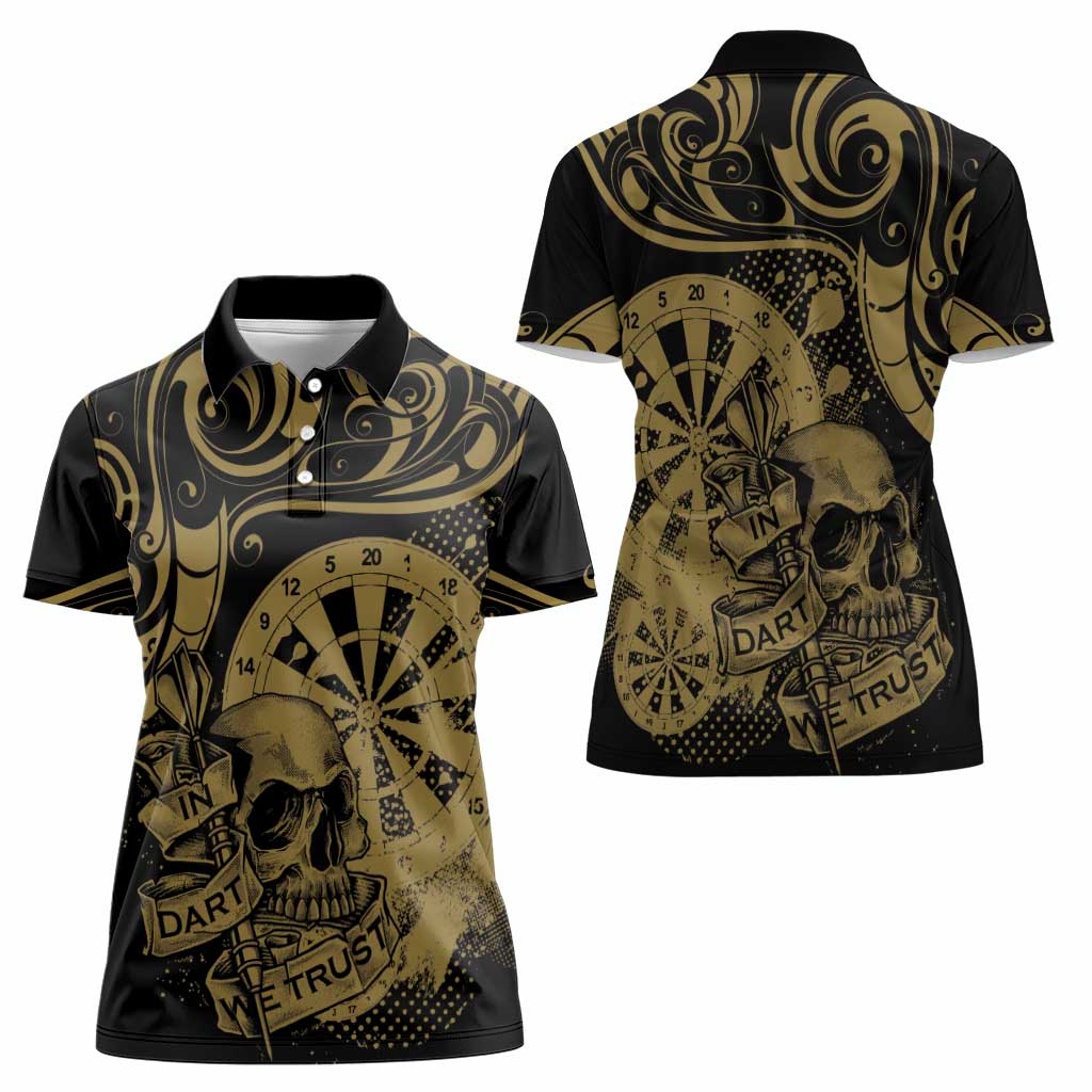 New Zealand Darts Women Polo Shirt Skull In Dart We Trust Maori Pattern - Aussie Hoodie