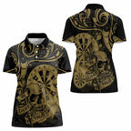 New Zealand Darts Women Polo Shirt Skull In Dart We Trust Maori Pattern - Aussie Hoodie