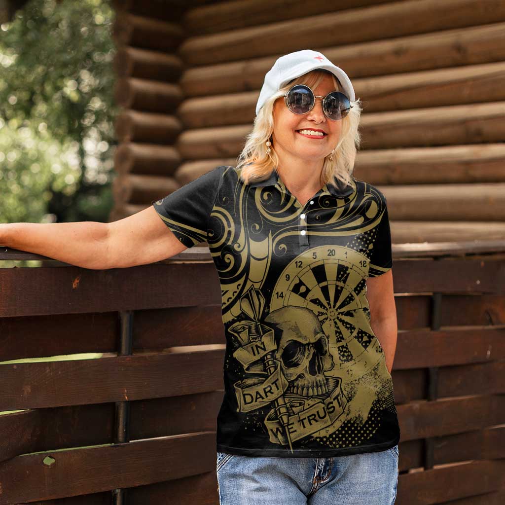 New Zealand Darts Women Polo Shirt Skull In Dart We Trust Maori Pattern - Aussie Hoodie