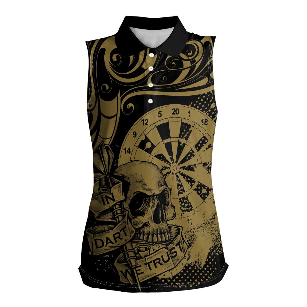 New Zealand Darts Women Sleeveless Polo Shirt Skull In Dart We Trust Maori Pattern - Aussie Hoodie
