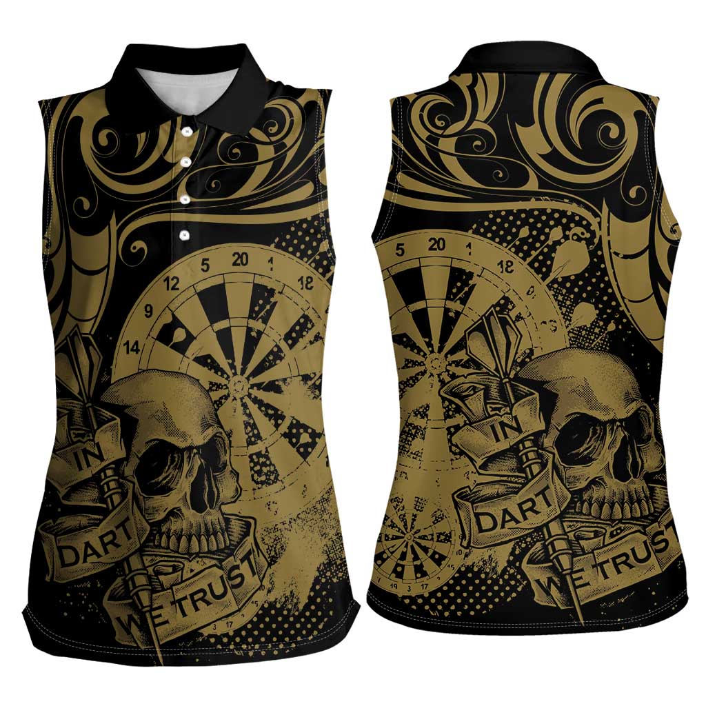 New Zealand Darts Women Sleeveless Polo Shirt Skull In Dart We Trust Maori Pattern - Aussie Hoodie
