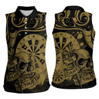 New Zealand Darts Women Sleeveless Polo Shirt Skull In Dart We Trust Maori Pattern - Aussie Hoodie