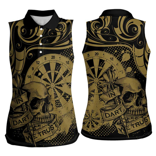 New Zealand Darts Women Sleeveless Polo Shirt Skull In Dart We Trust Maori Pattern - Aussie Hoodie