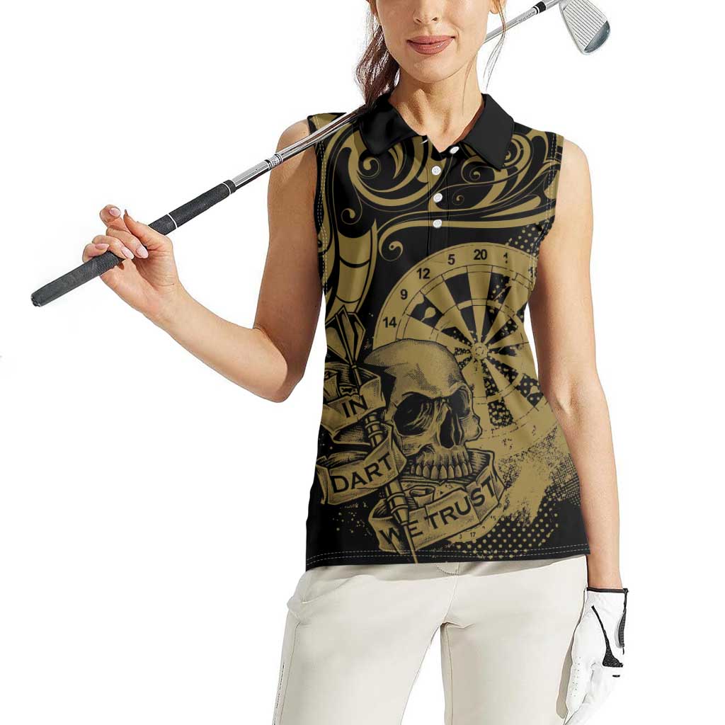 New Zealand Darts Women Sleeveless Polo Shirt Skull In Dart We Trust Maori Pattern - Aussie Hoodie