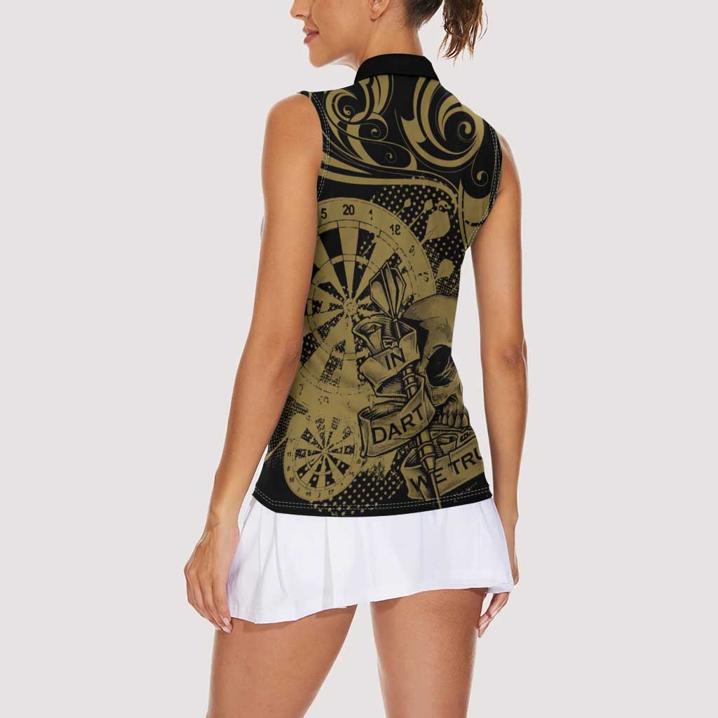 New Zealand Darts Women Sleeveless Polo Shirt Skull In Dart We Trust Maori Pattern - Aussie Hoodie
