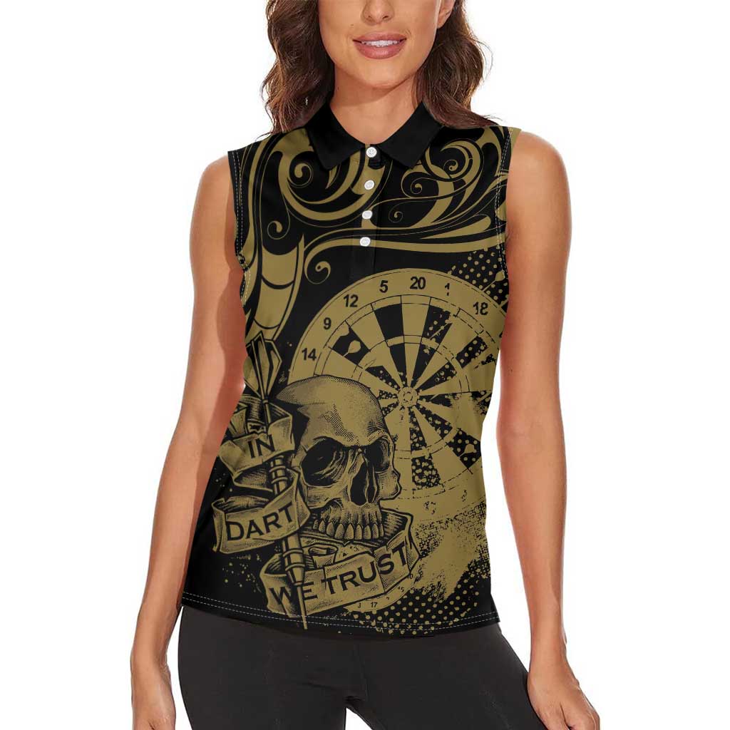 New Zealand Darts Women Sleeveless Polo Shirt Skull In Dart We Trust Maori Pattern - Aussie Hoodie