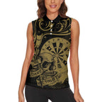 New Zealand Darts Women Sleeveless Polo Shirt Skull In Dart We Trust Maori Pattern - Aussie Hoodie
