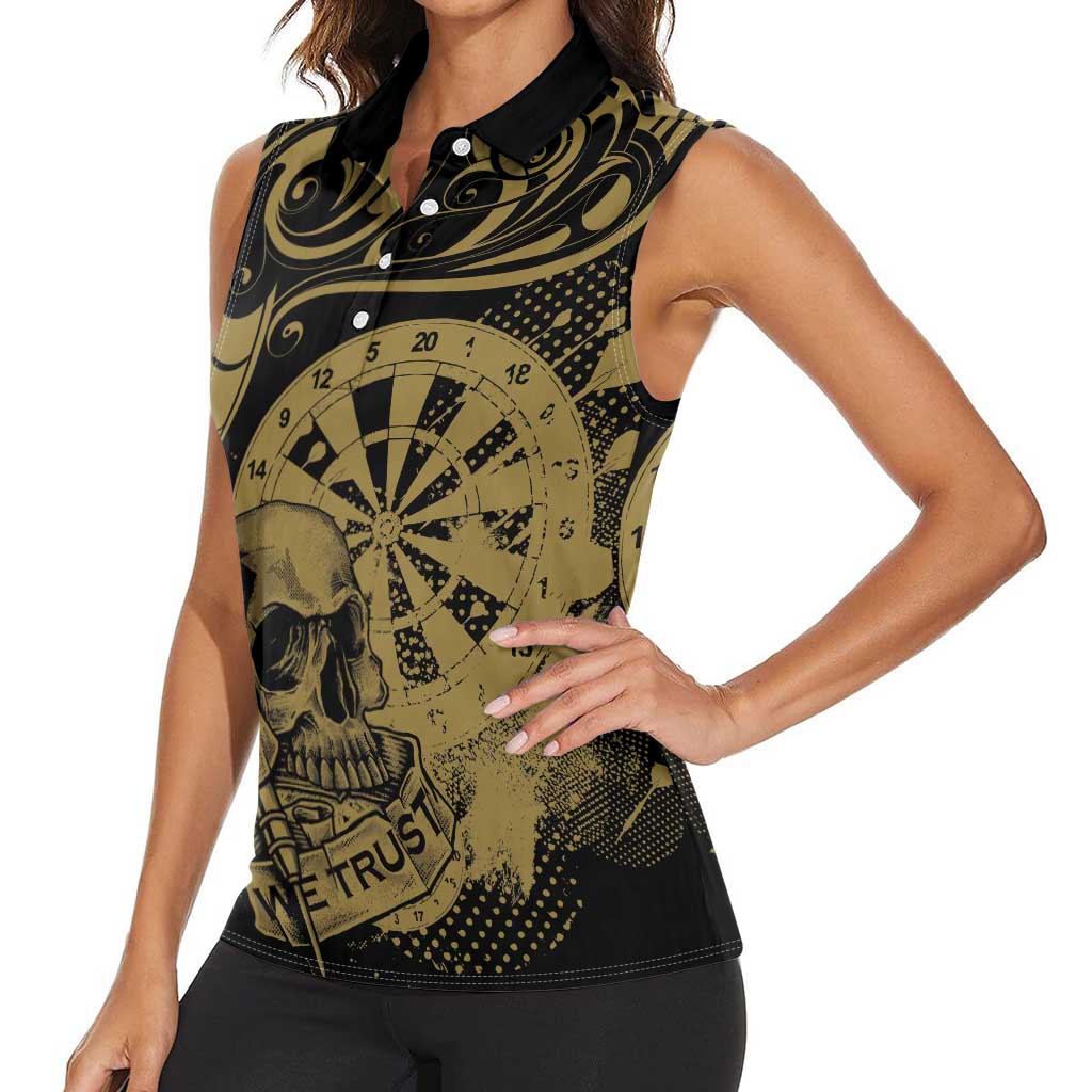 New Zealand Darts Women Sleeveless Polo Shirt Skull In Dart We Trust Maori Pattern - Aussie Hoodie